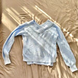 Baby Blue soft v neck knit sweater size medium